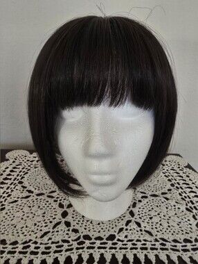 Magic Short Bob Wig with Blunt Bangs - Dark Brown